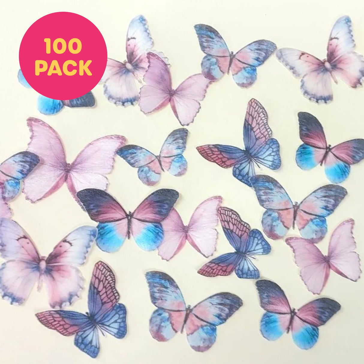Purple Butterflies Edible Wafer Toppers - Bulk 100pk