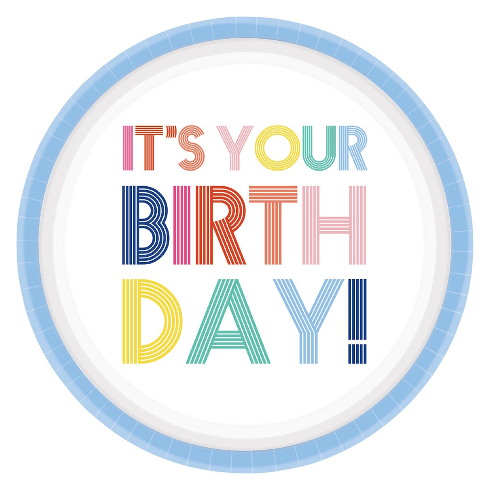 Rainbow Birthday Large Plates 8pk