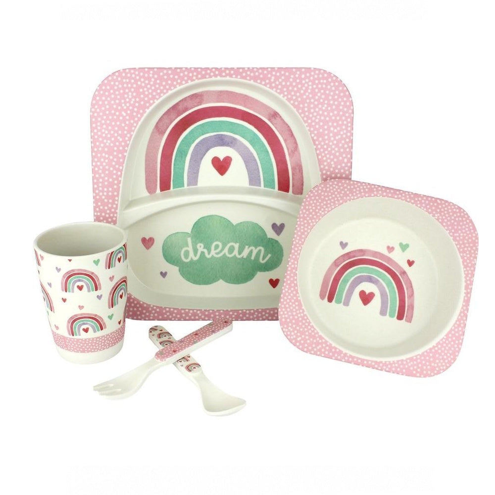 Rainbow Dreams Kids Bamboo Tableware Set