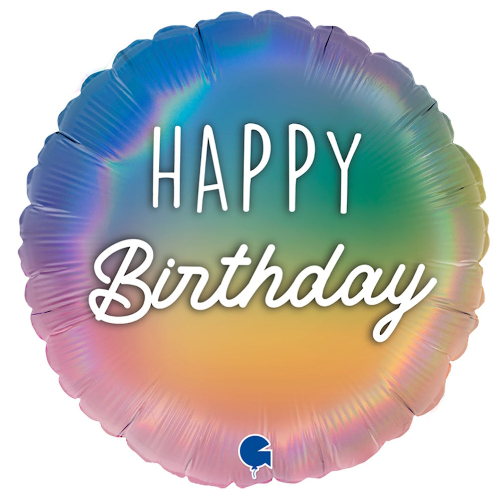 Rainbow Holo Birthday Foil Balloon