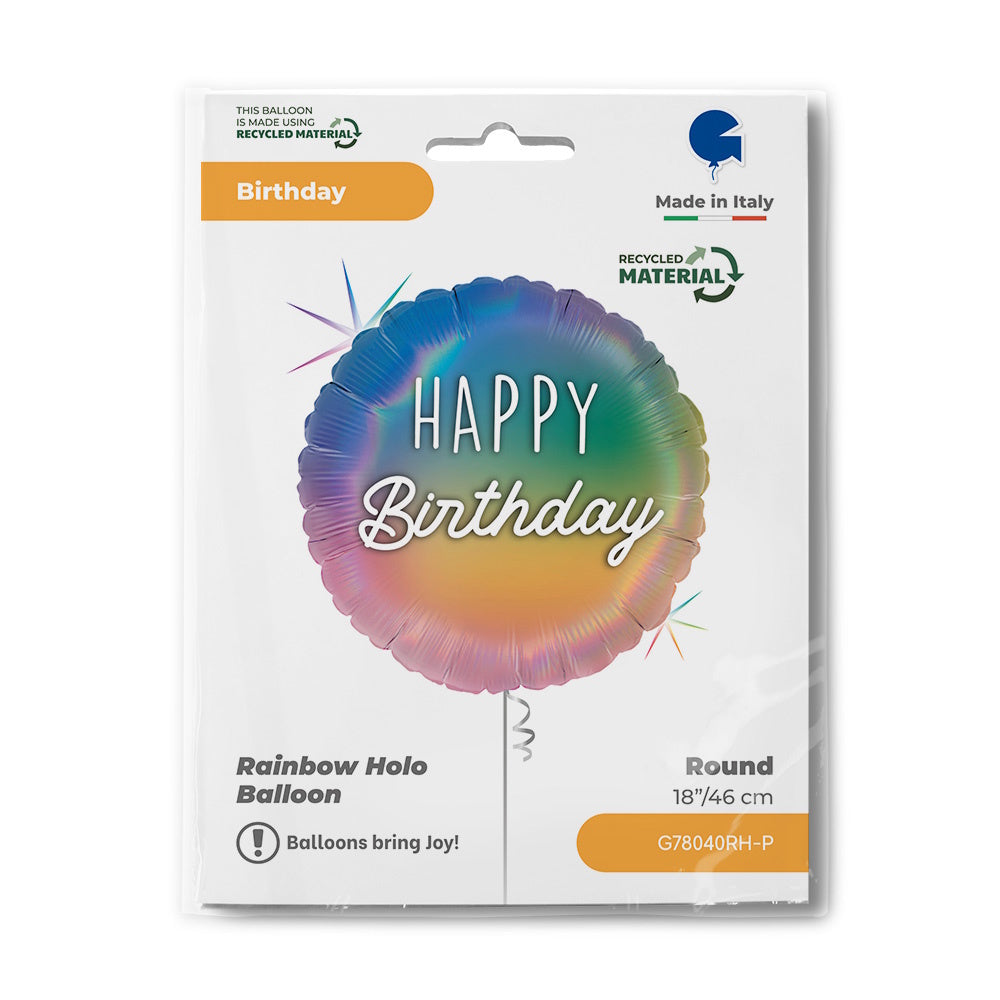 Rainbow Holo Birthday Foil Balloon