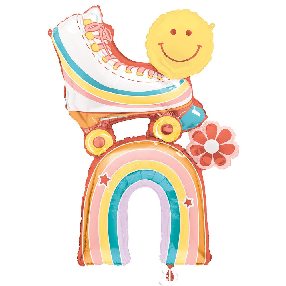 Giant Rainbow & Roller Skate Foil Balloon