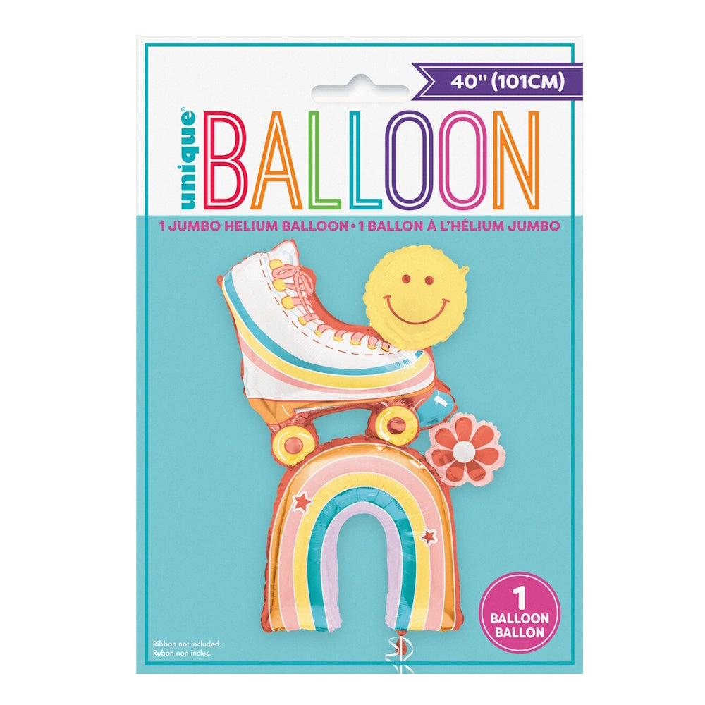 Giant Rainbow & Roller Skate Foil Balloon