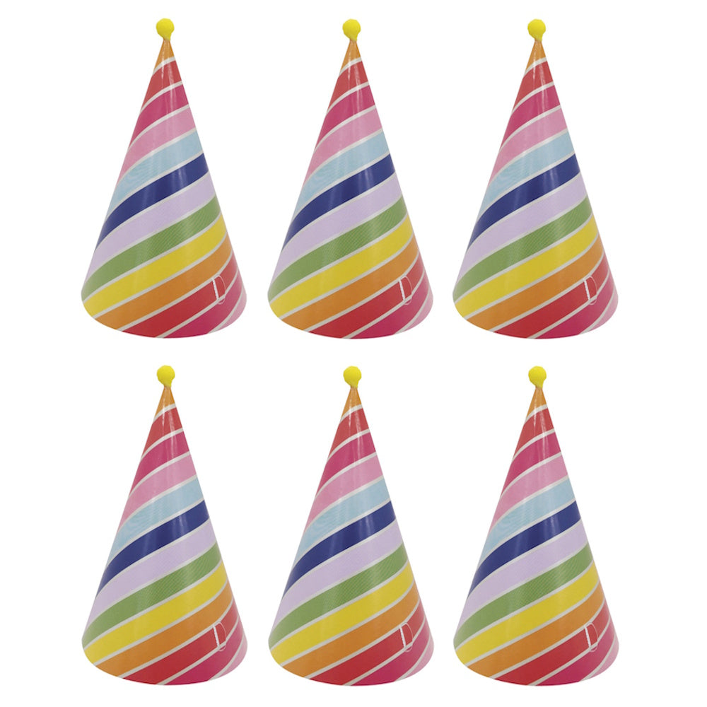 Rainbow Stripe Party Hats 6pk