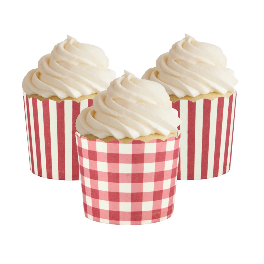 Red Gingham & Striped Baking Cups 12pk