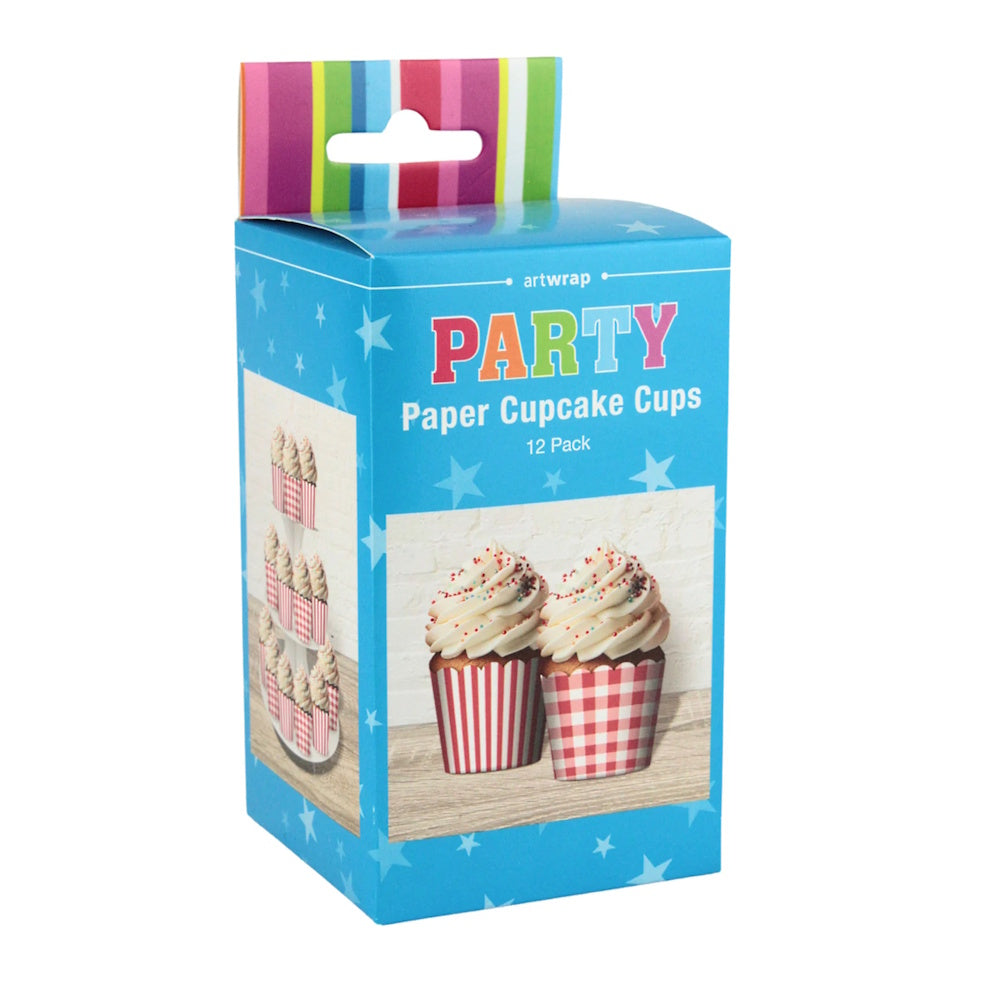 Red Gingham & Striped Baking Cups 12pk