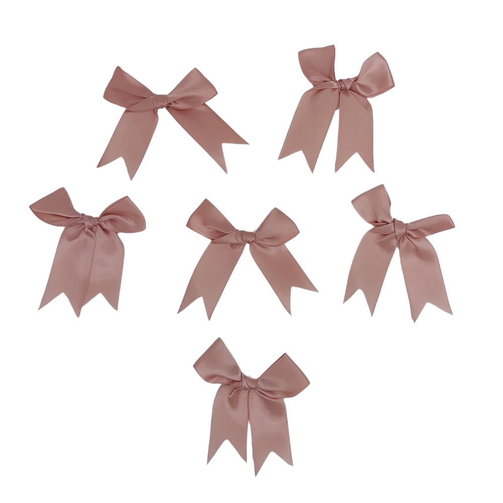Rose Gold Satin Bows 6pk