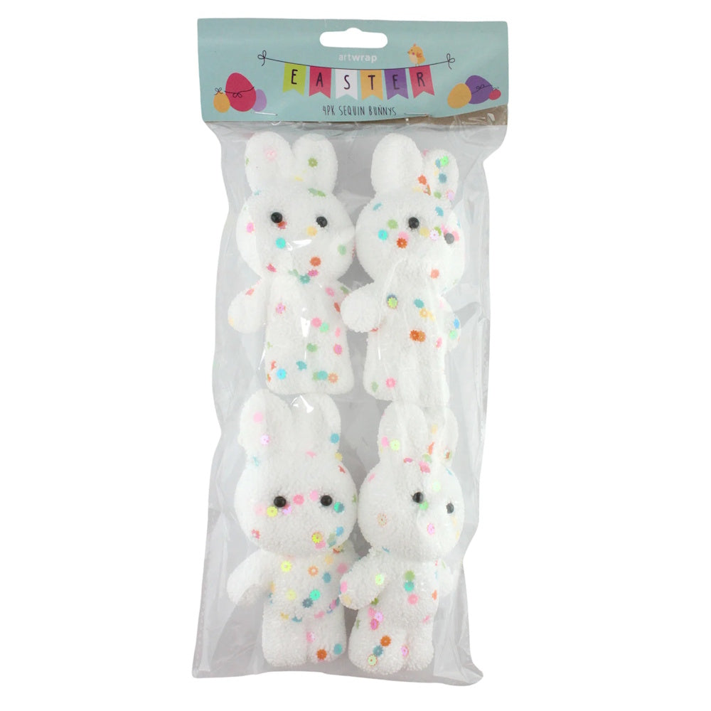 Sequin Bunny Decorations 4pk
