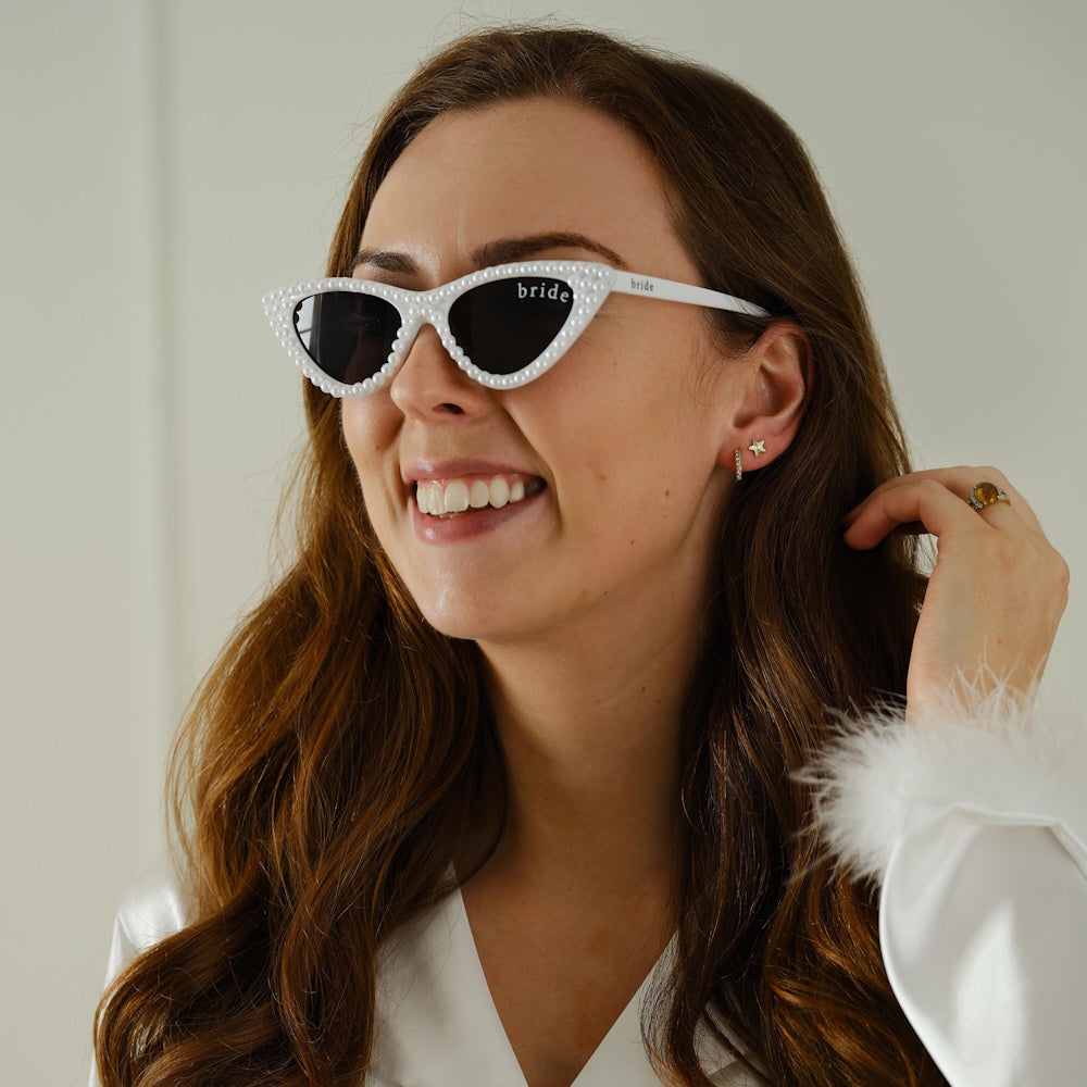 She's Tying the Knot Pearl-Embellished Bride Sunglasses