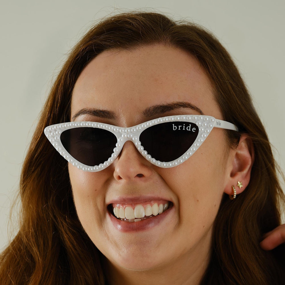 She's Tying the Knot Pearl-Embellished Bride Sunglasses