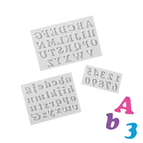 Silicone Mould - Mini Italics Alphabet & Number Set