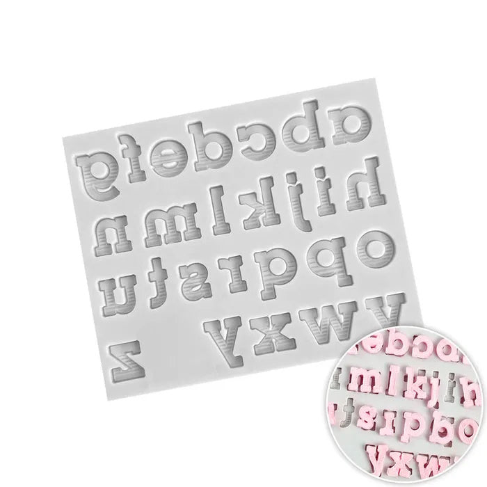 Silicone Mould - Serif Lower Case Alphabet