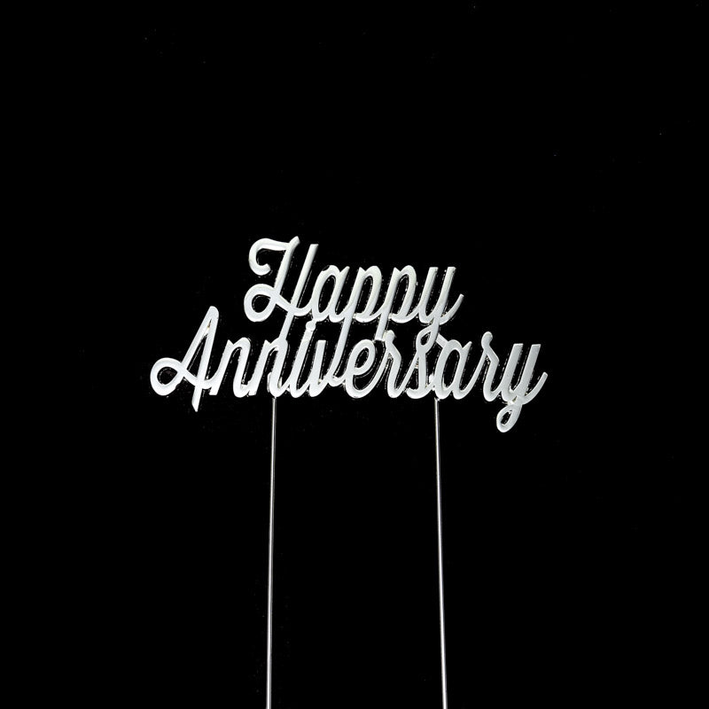 Silver Plated Cake Topper - Happy Anniversary