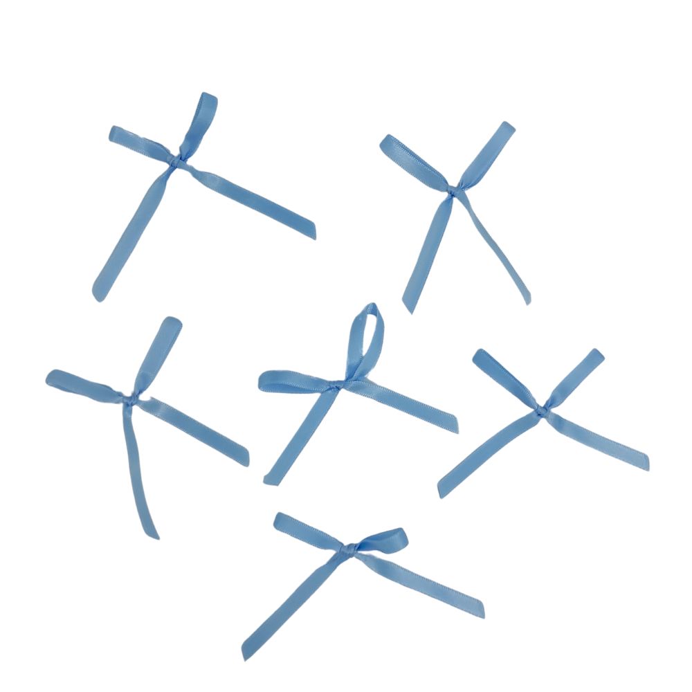 Skinny Blue Satin Bows 6pk