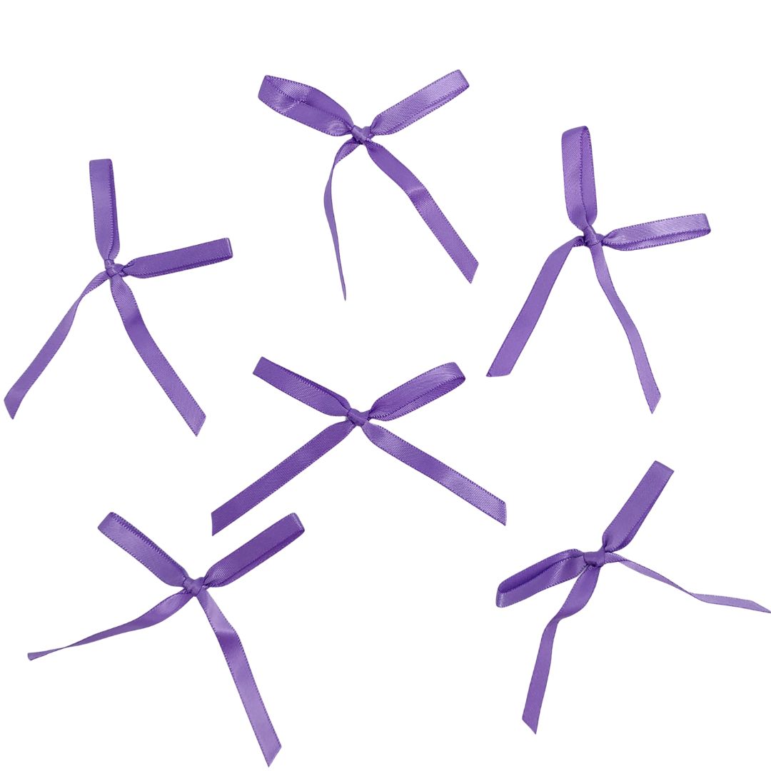 Skinny Purple Satin Bows 6pk
