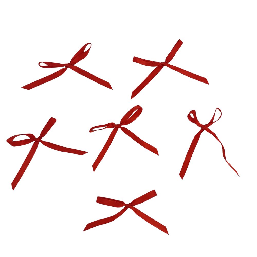 Skinny Red Satin Bows 6pk