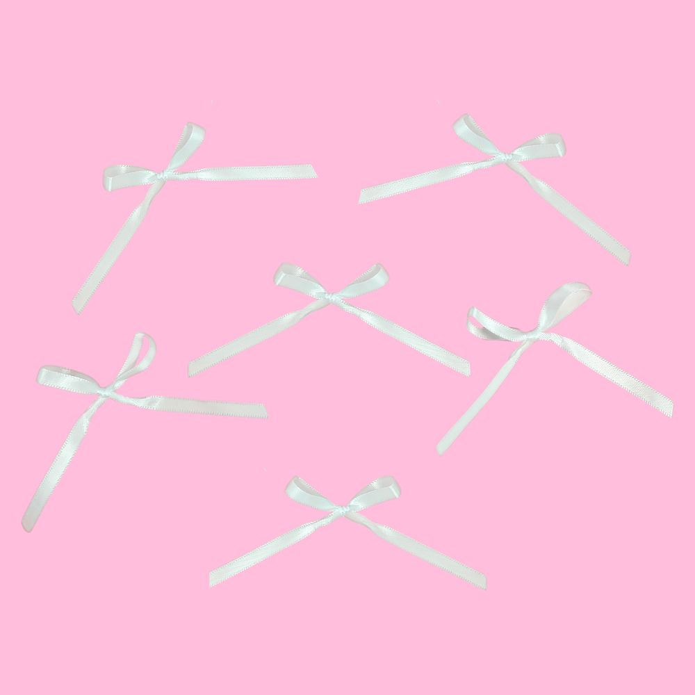 Skinny White Satin Bows 6pk
