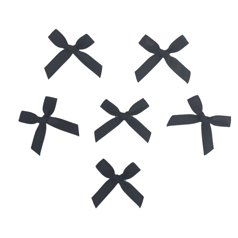 Small Black Satin Bows 6pk