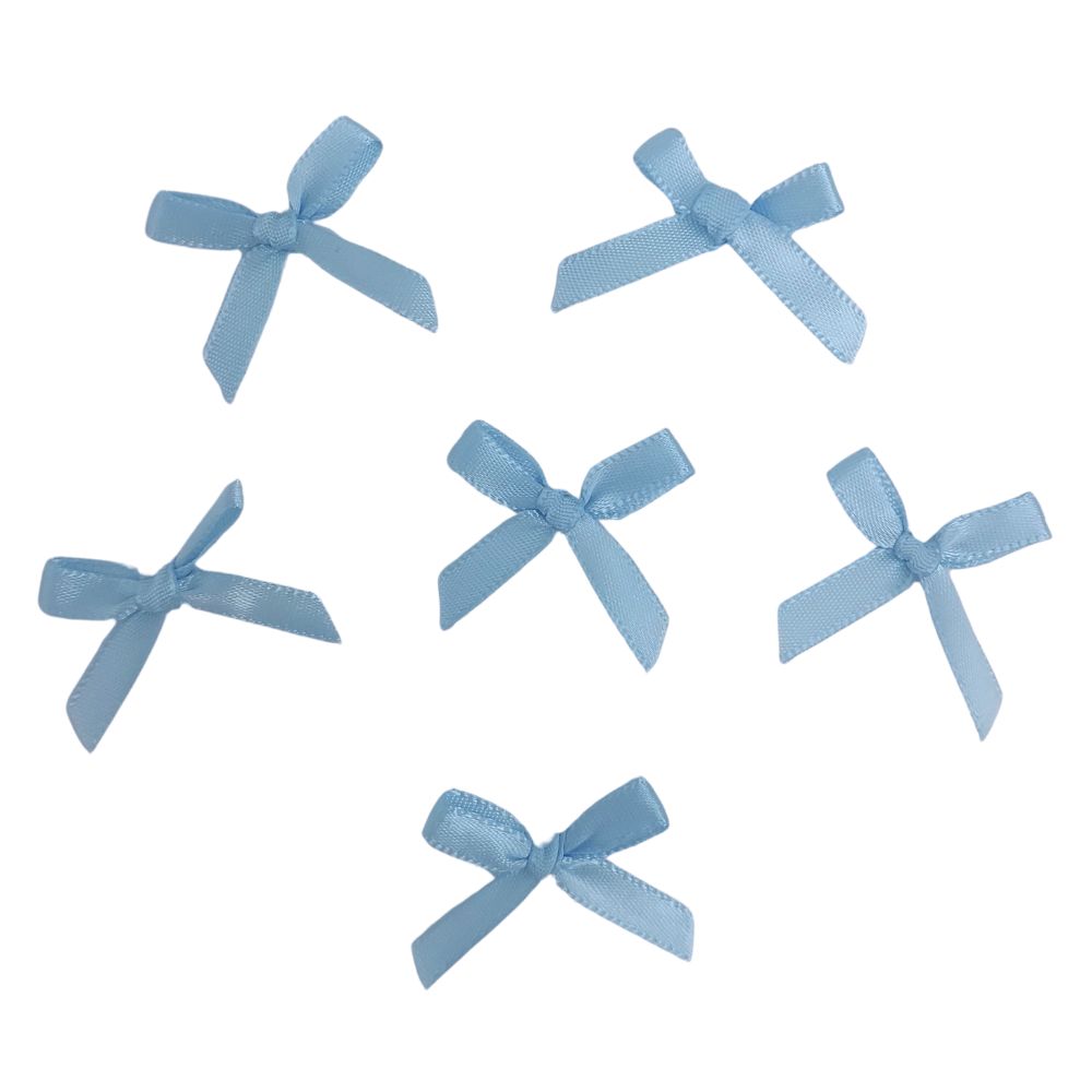 Small Blue Satin Bows 6pk