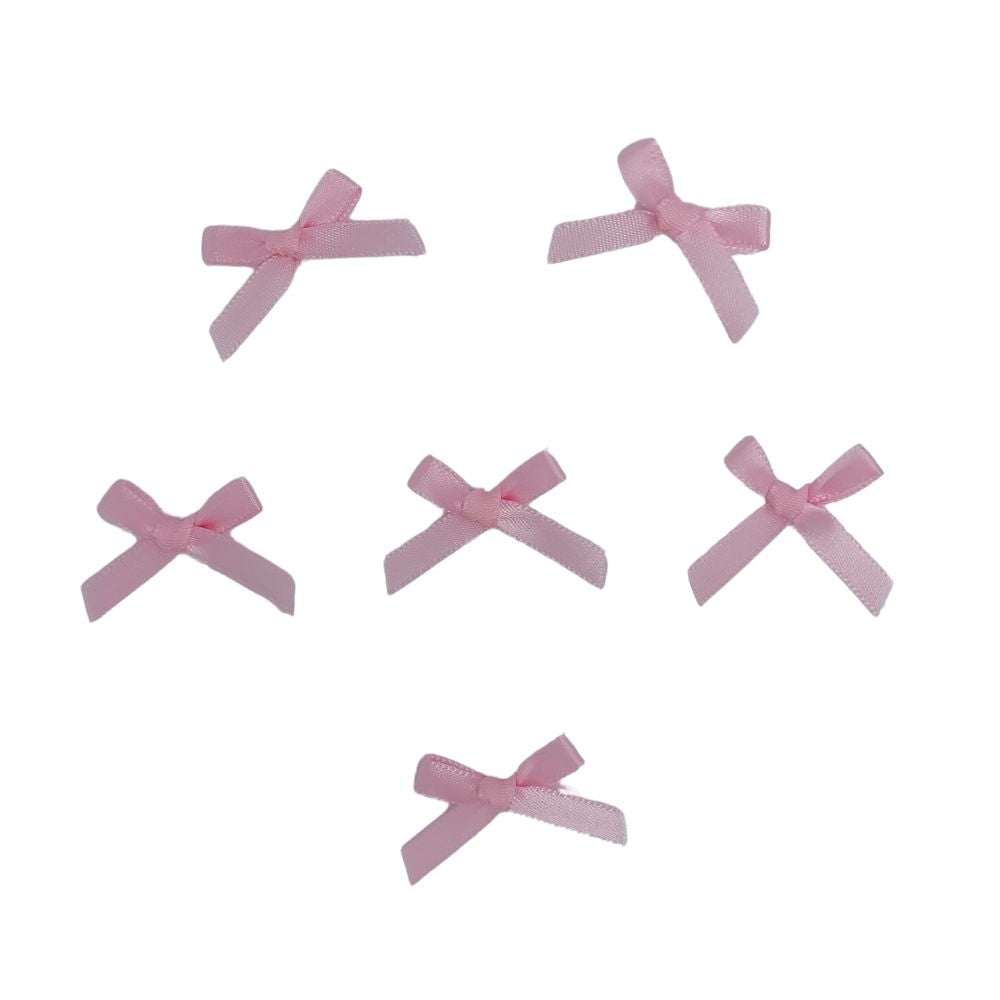 Small Pink Satin Bows 6pk