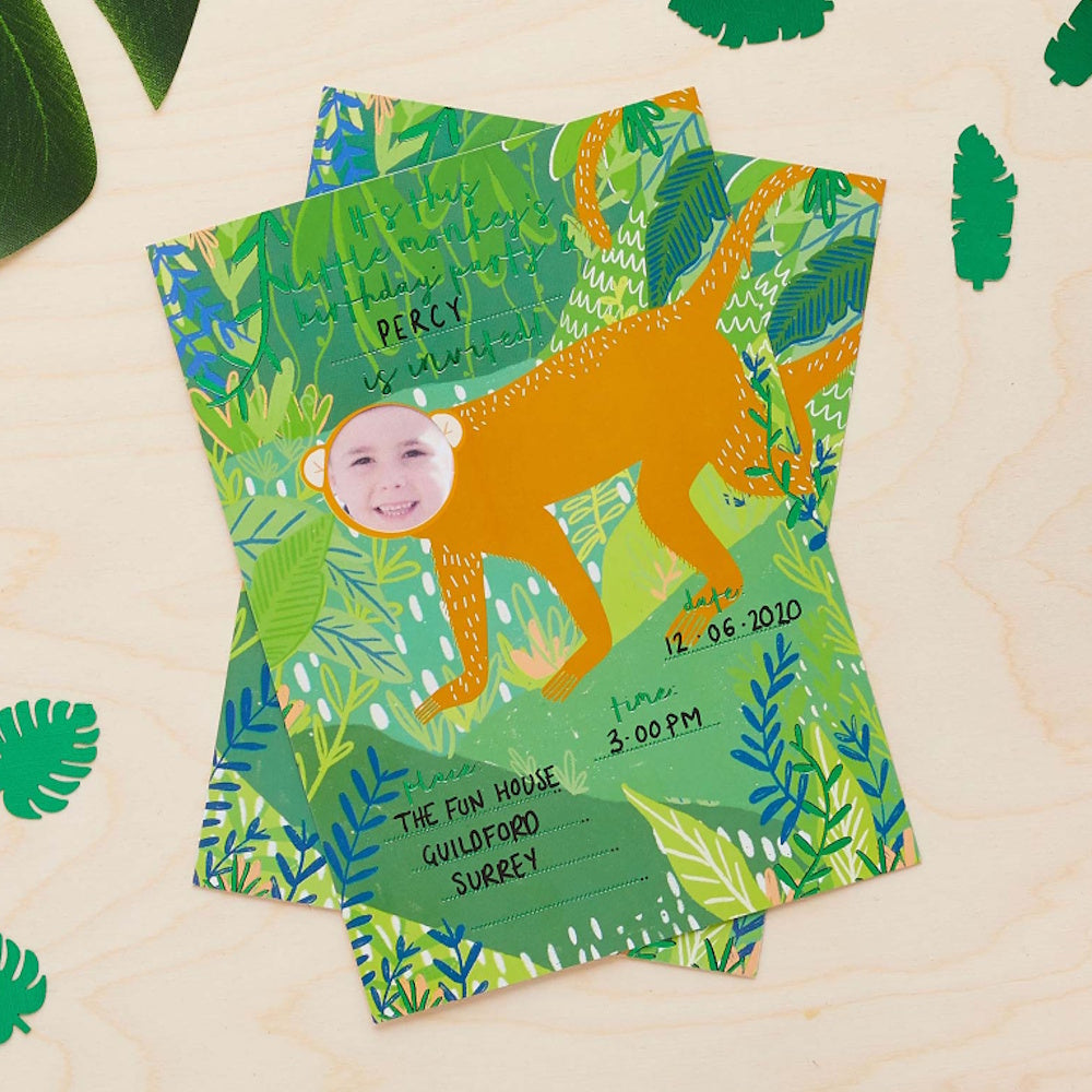 Snappy Birthday Monkey Party Invitations 10pk