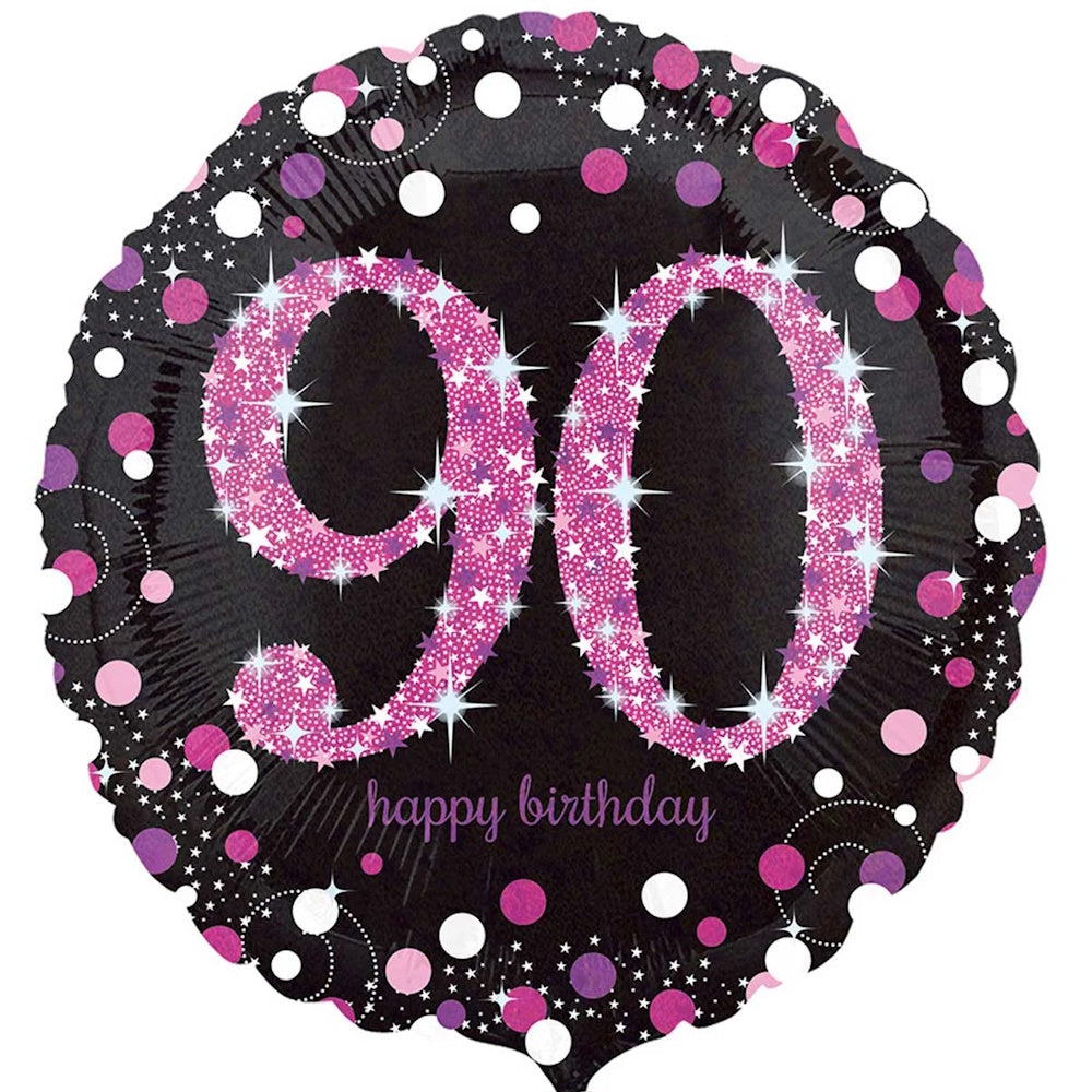 Sparkling Pink 90th Birthday Foil Balloon