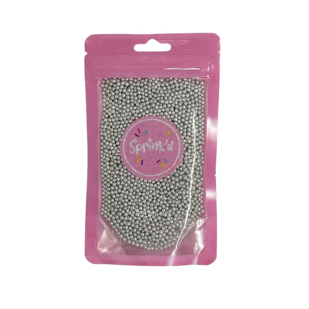 Sprink'd Silver Metallic 2mm Sugar Balls Sprinkles