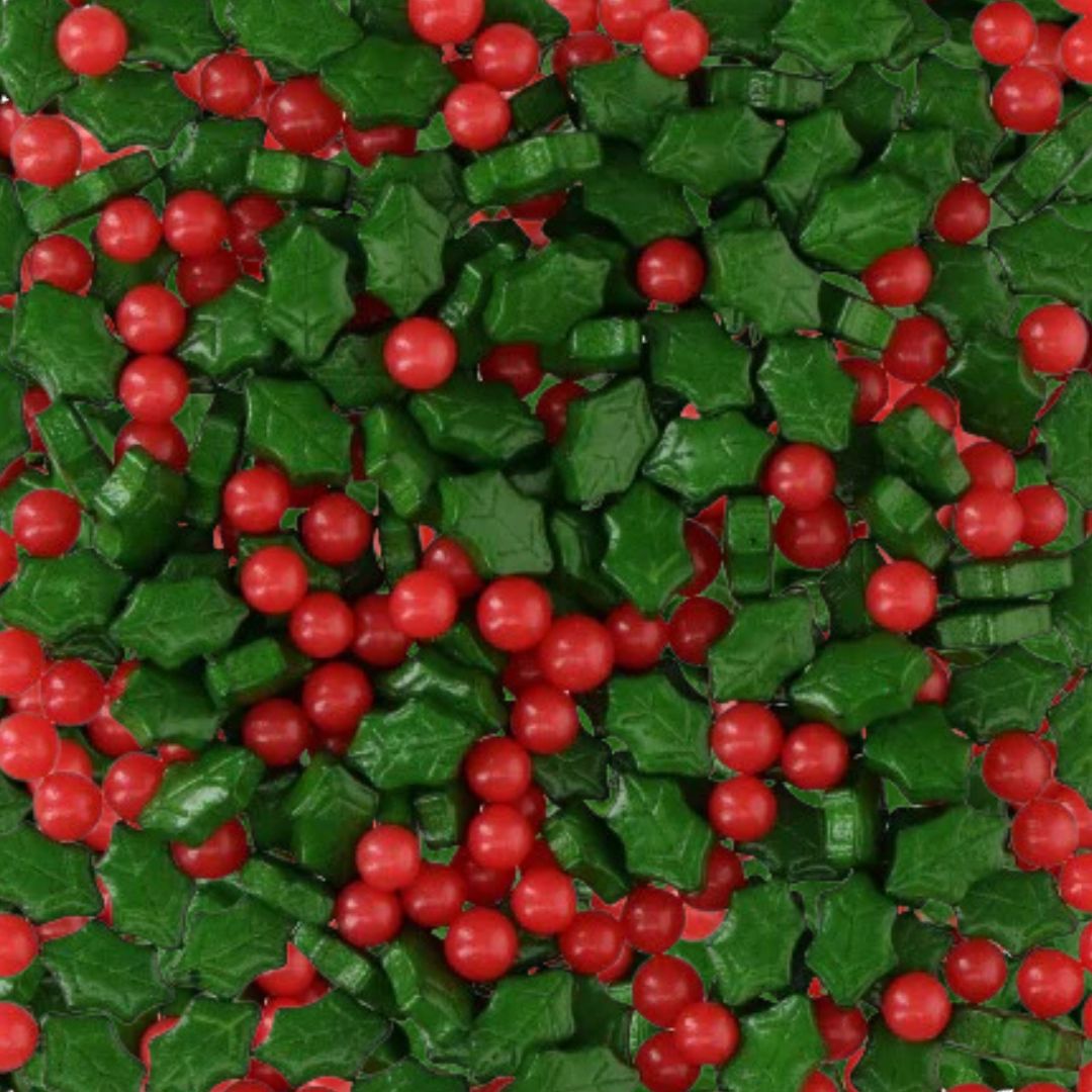 Sprinkle Shapes - Holly & Berries 250g