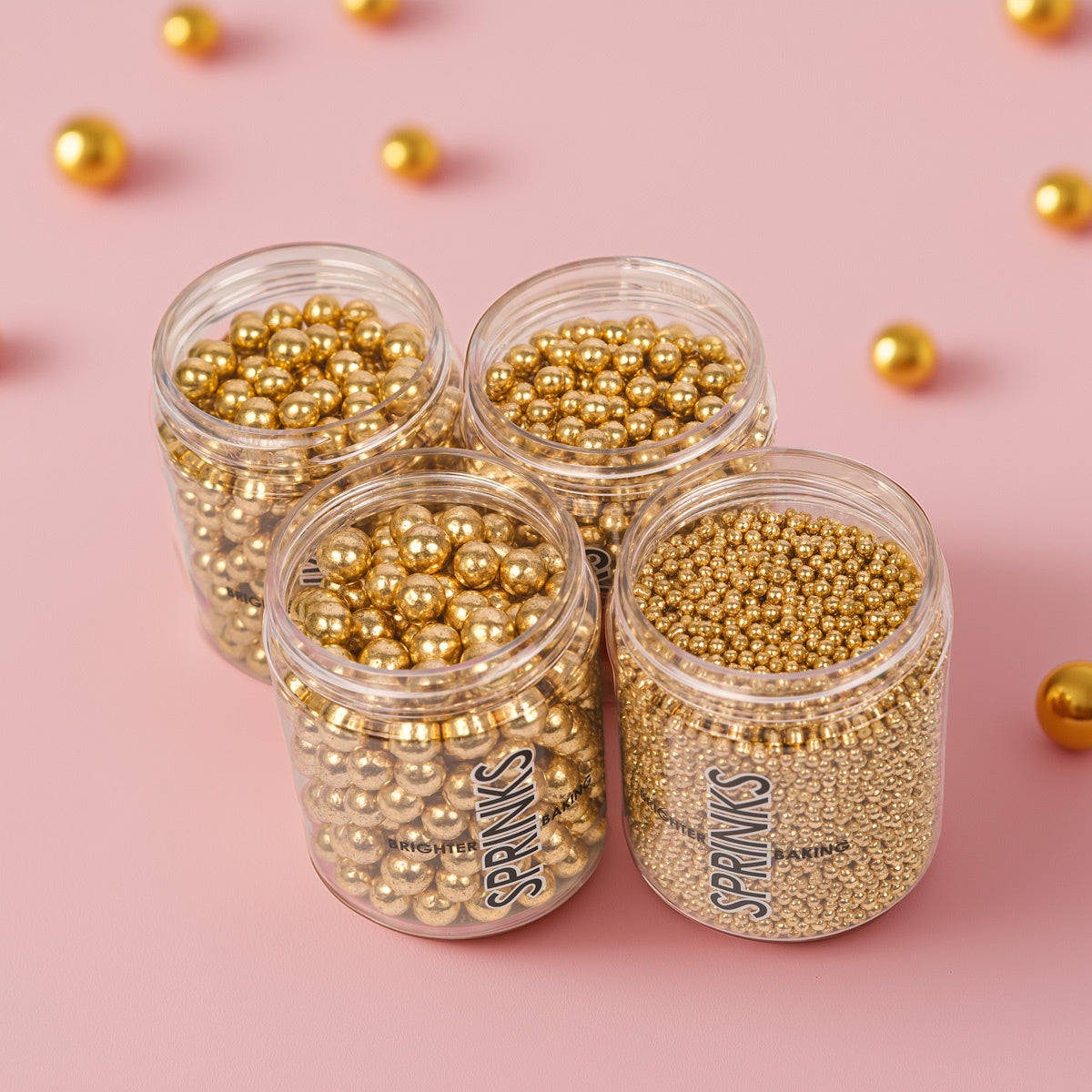 Sprinks Crunchy Shiny Gold Sprinkles (Cachous) 6mm