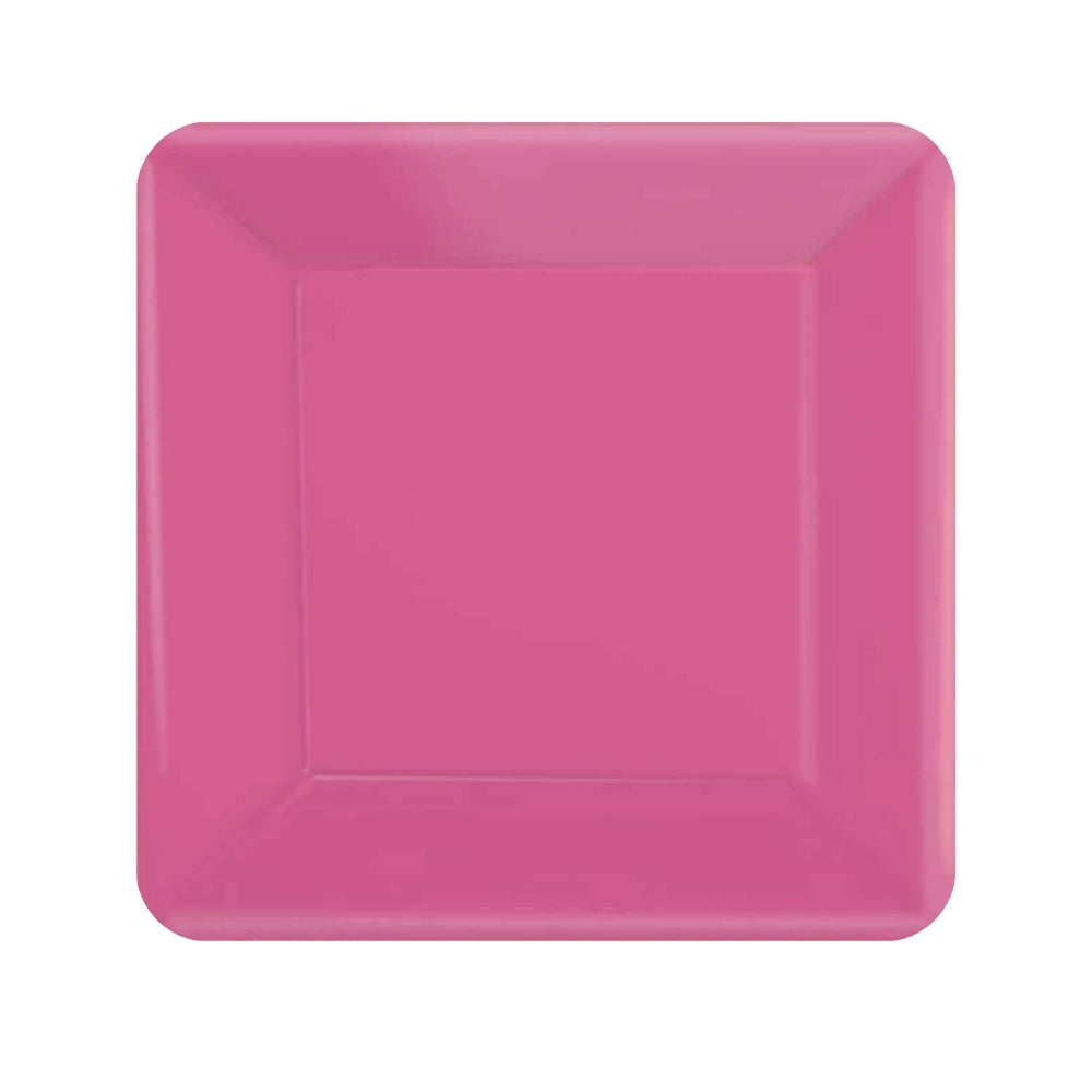 Square Lunch Plates 20pk - Bright Pink