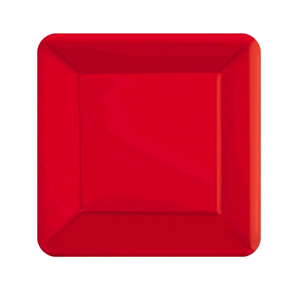 Square Lunch Plates 20pk - Red