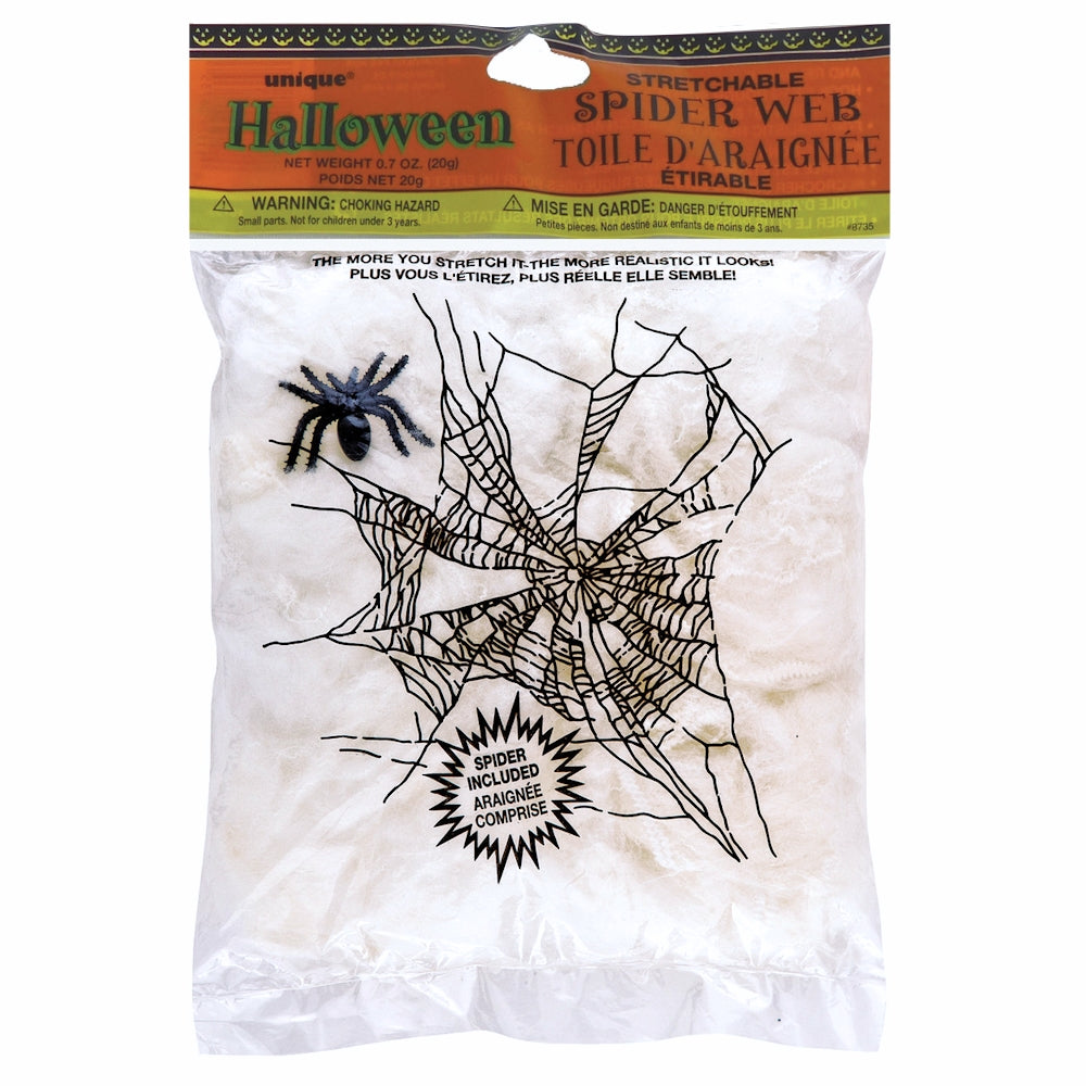 White Stretchable Spider Web with Spider