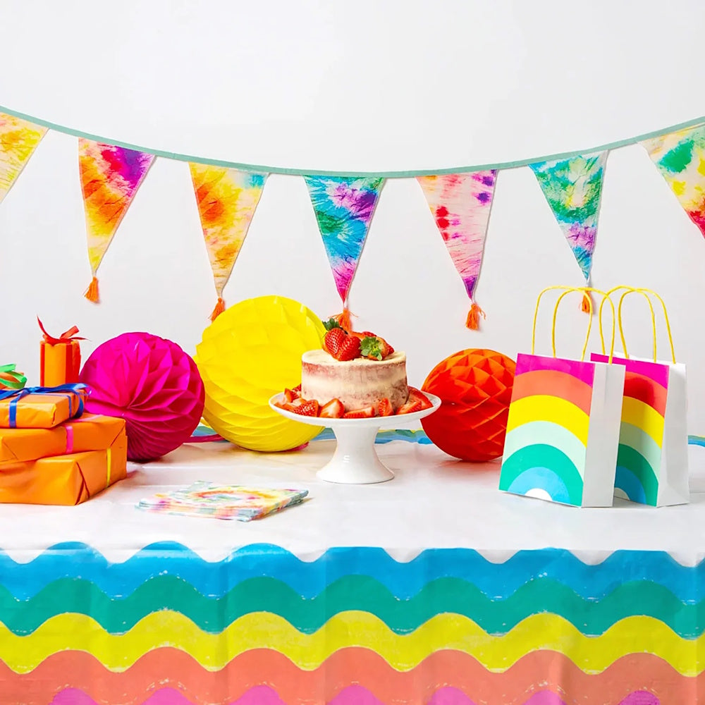 Rainbow Waves Paper Table Cover