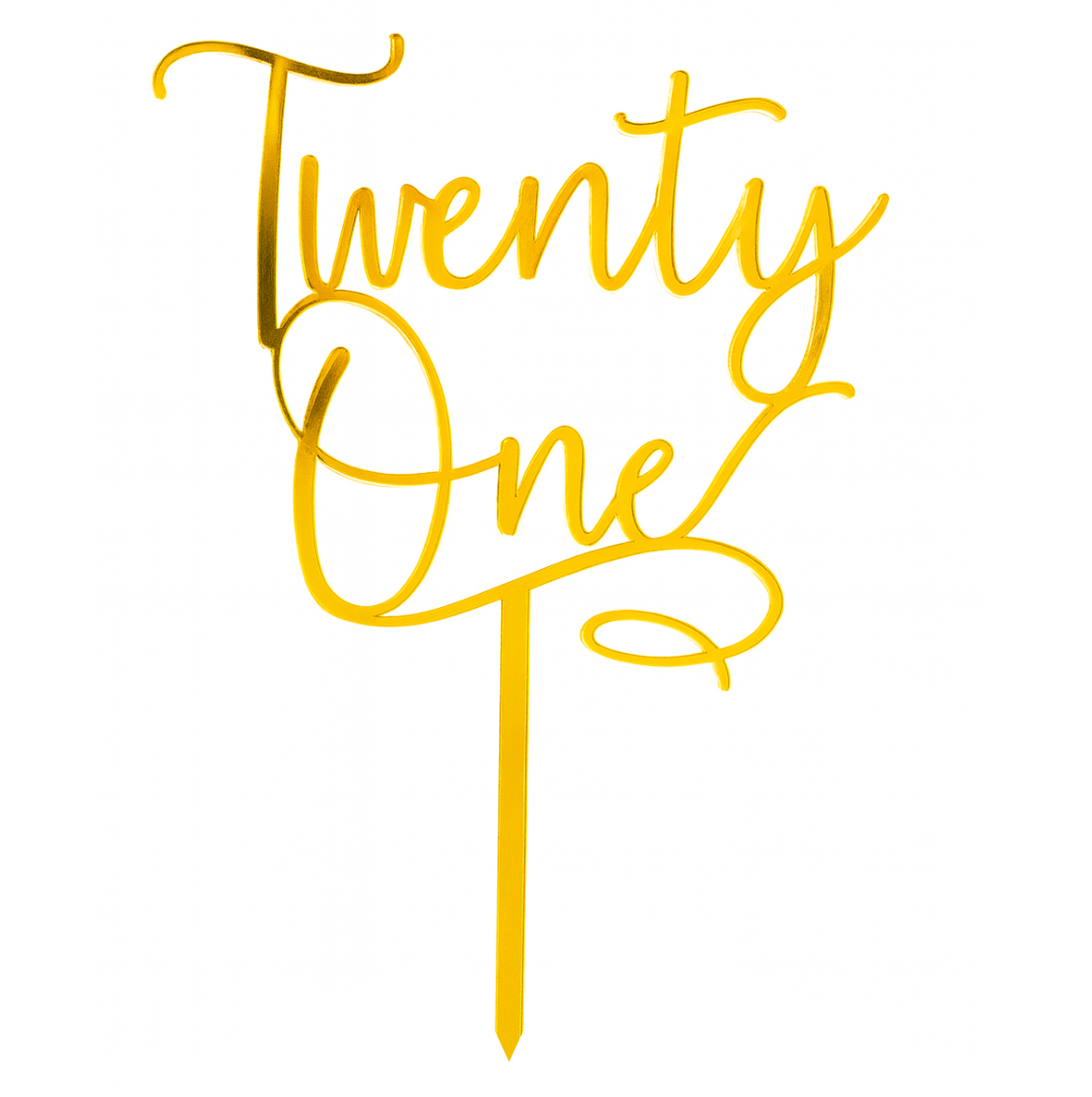 Twenty One Script Cake Topper - Gold Mirror