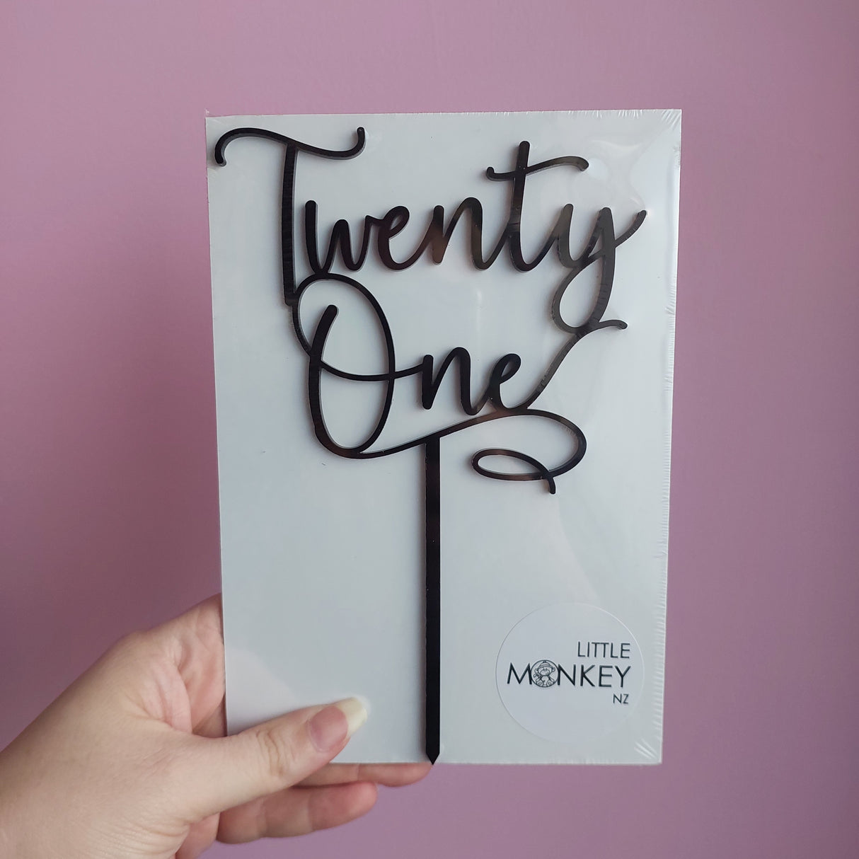 Twenty One Script Cake Topper - Black