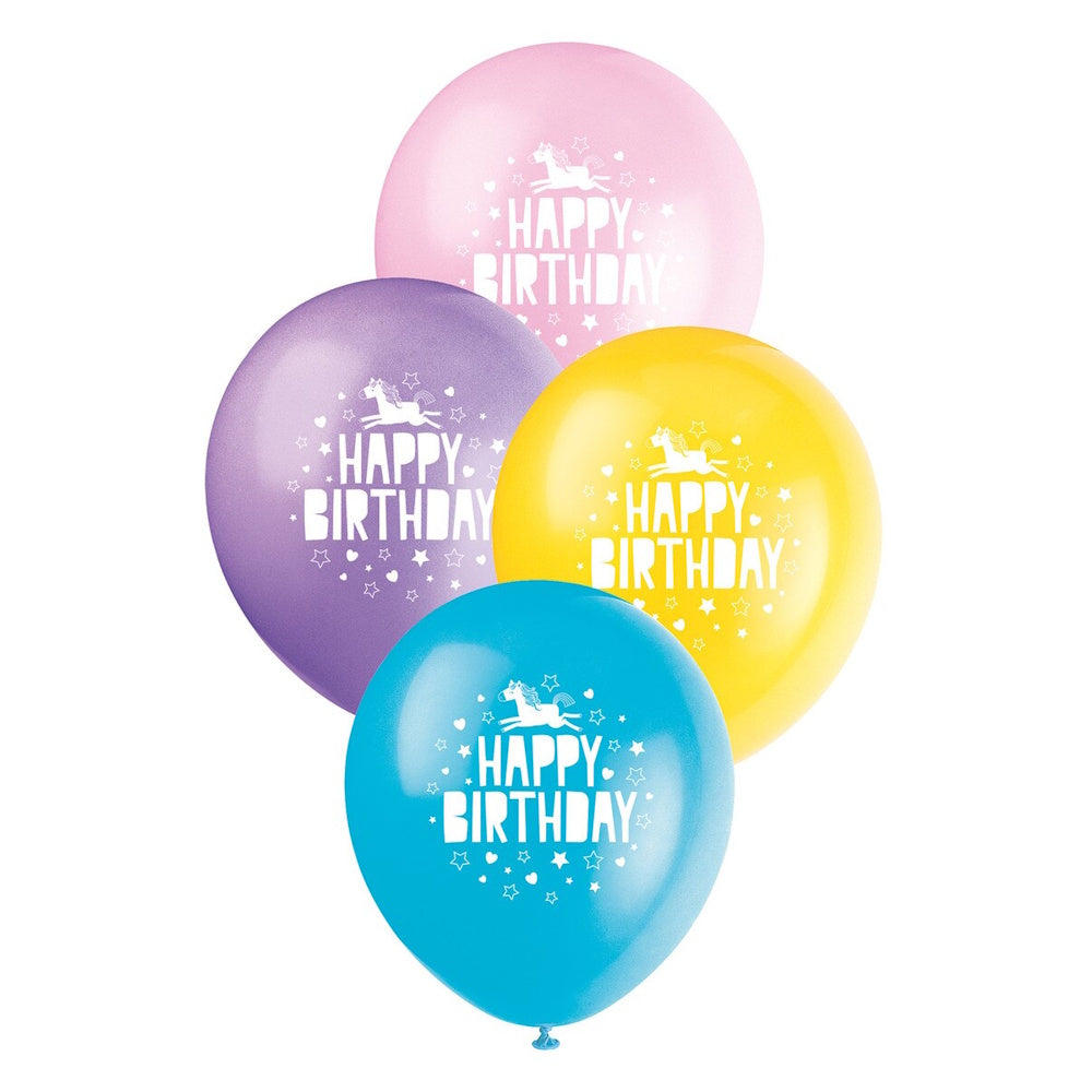Unicorn Party Time Balloons 8pk