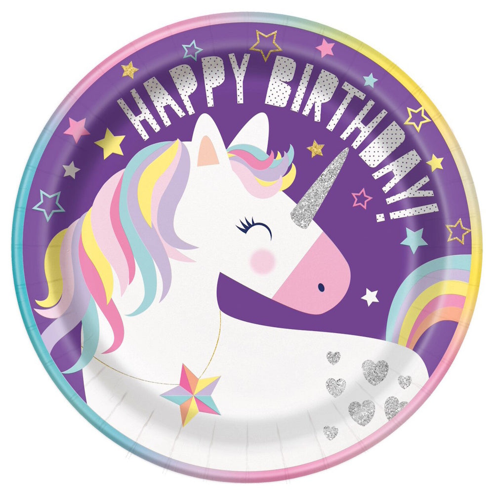 Unicorn Party Time Dinner Plates 8pk