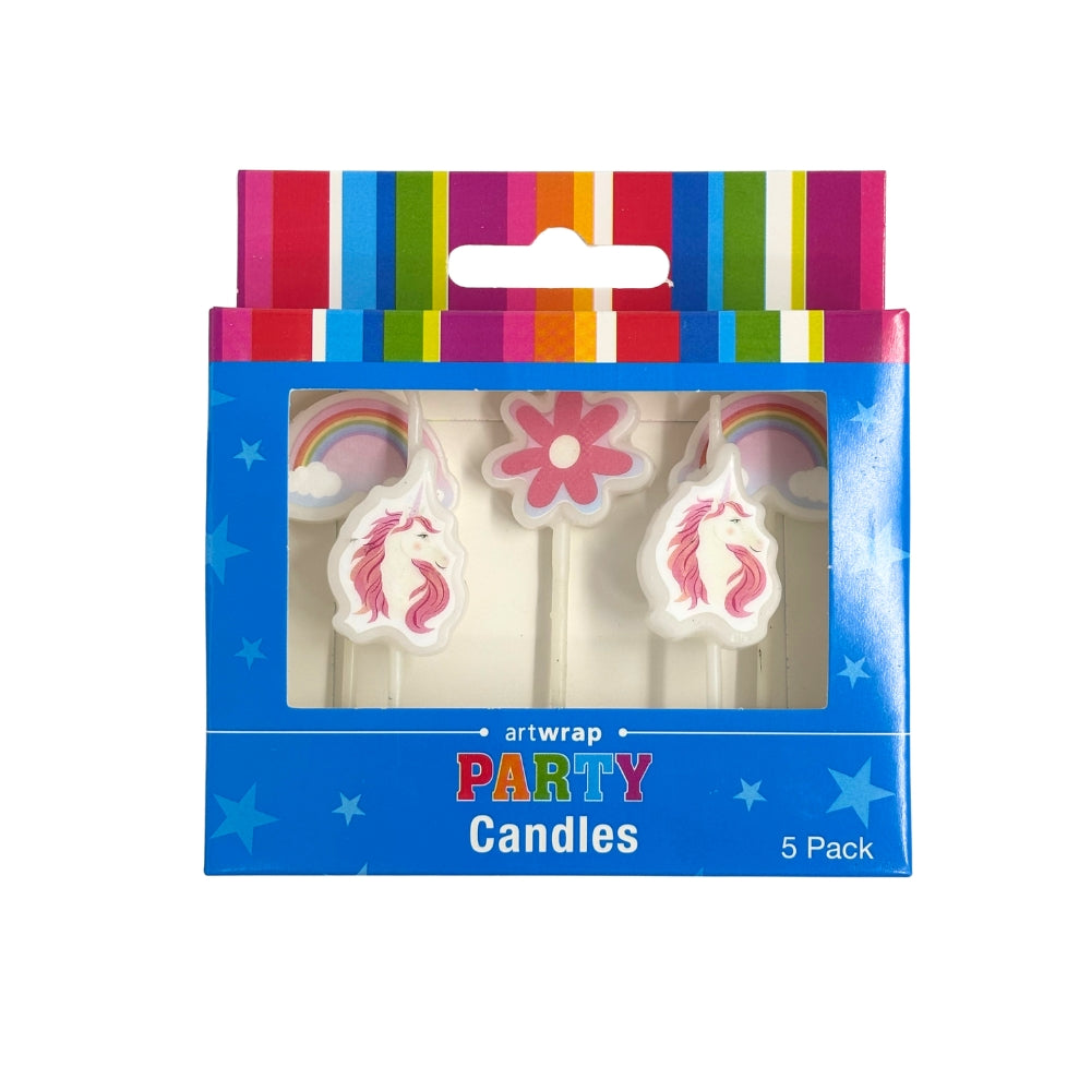 Unicorns & Rainbow Candles 5pk