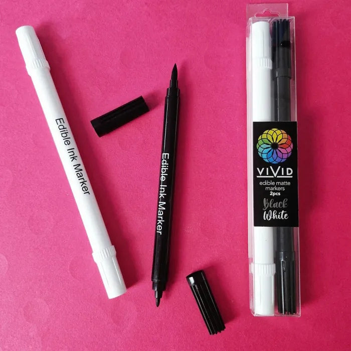 Vivid Edible Marker Pens 2pk - White & Black