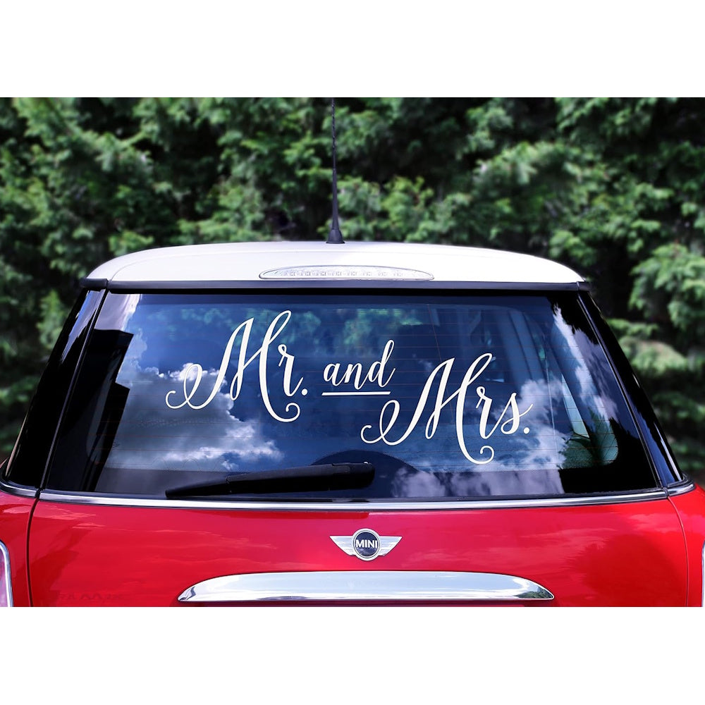 Wedding Day Car Sticker - Mr & Mrs