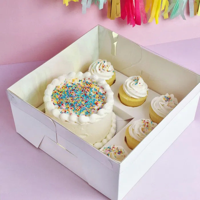 White Clear Lid 5 Cupcake & Cake Bento Box