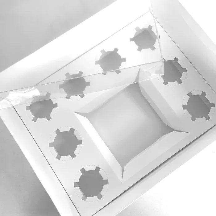 White Clear Lid 8 Cupcake & Cake Bento Box