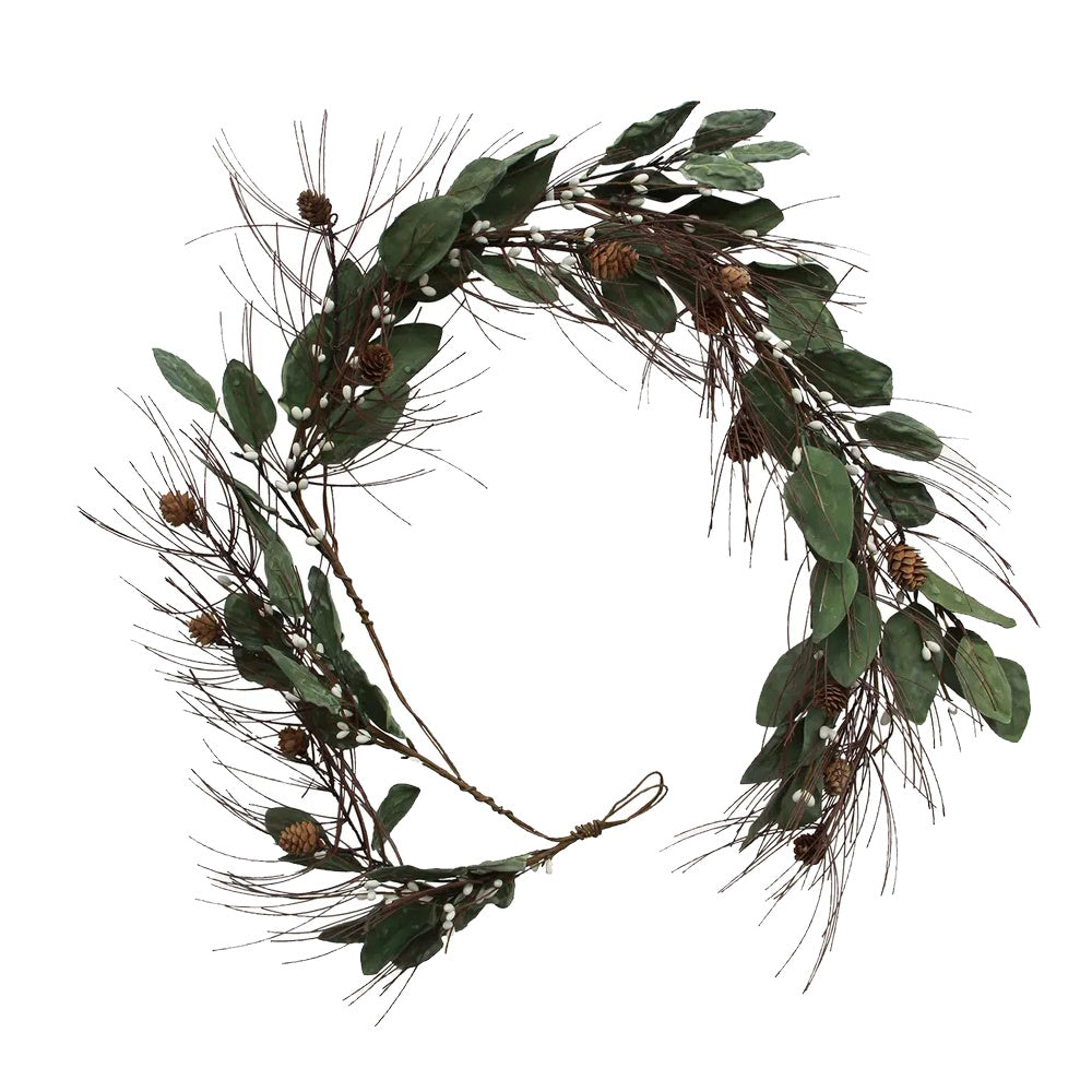 French Country White Berry & Pinecone Swag - Small