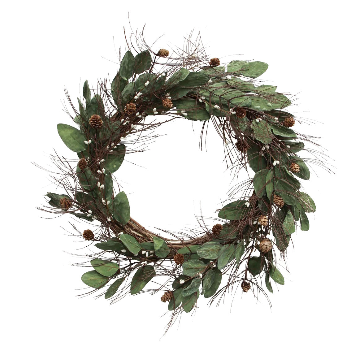 French Country White Berry & Pinecone Wreath - Large