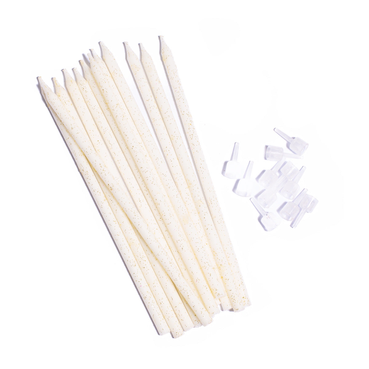 White with Gold Glitter Candles 12pk