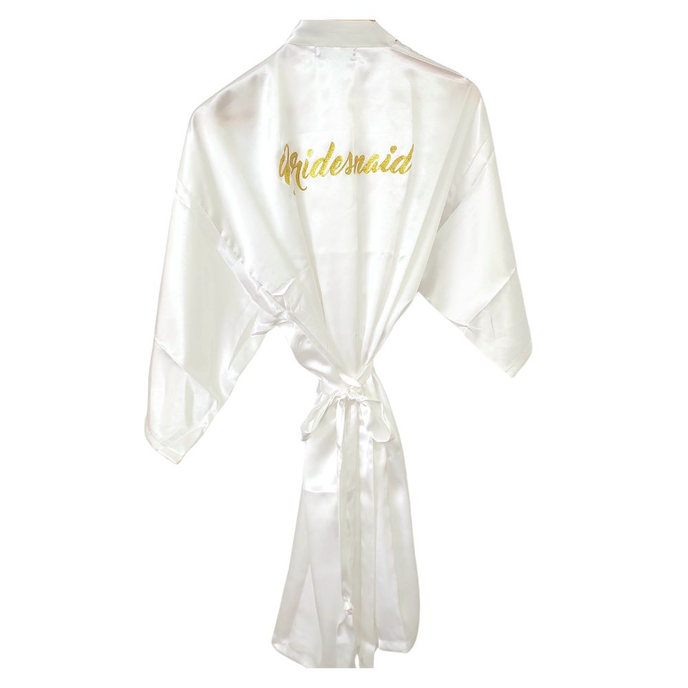 White Satin Bridal Robe - Bridesmaid