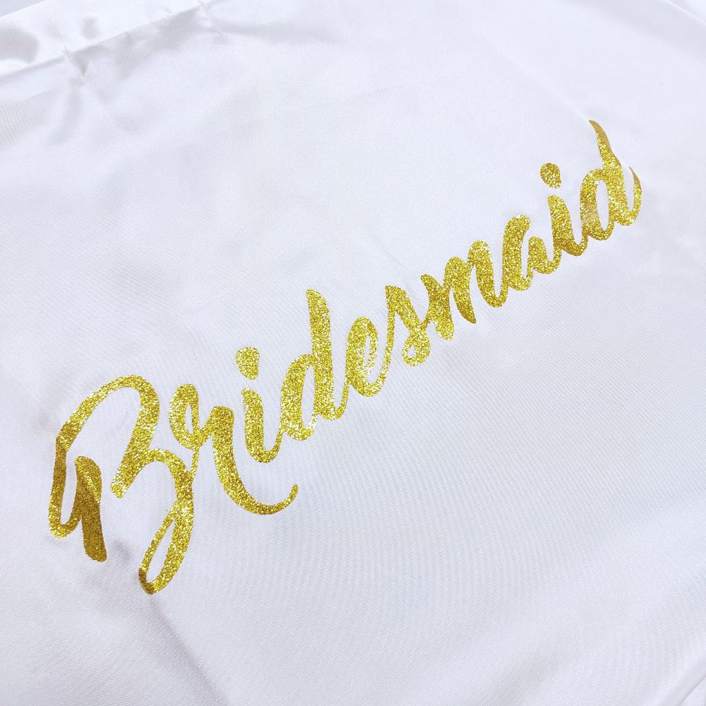 White Satin Bridal Robe - Bridesmaid