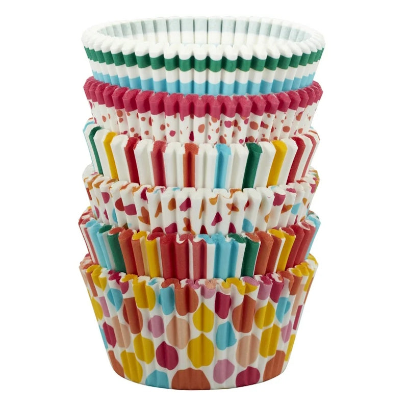 Wilton Rainbow Dots & Stripes Cupcake Cases 150pk
