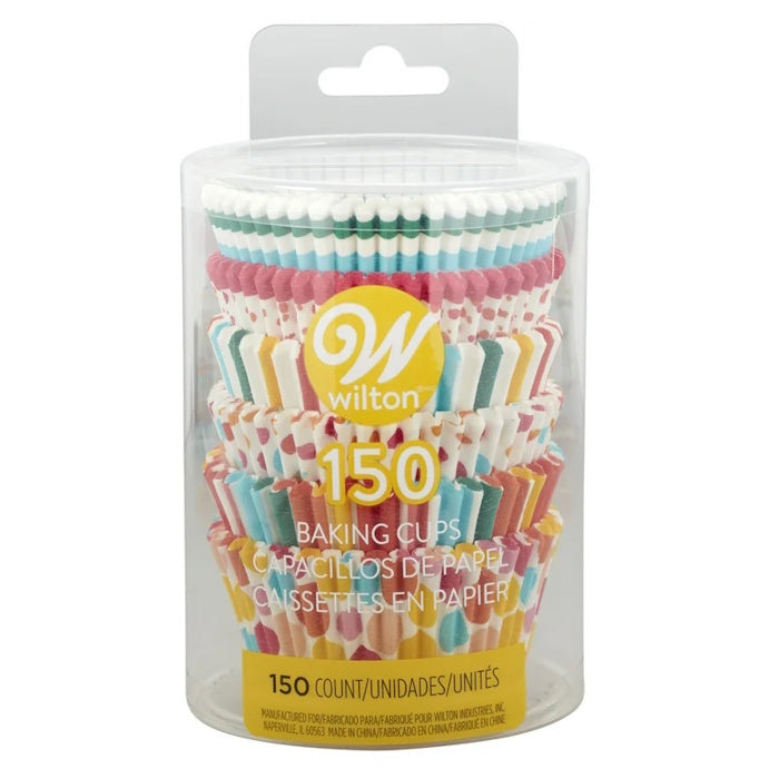 Wilton Rainbow Dots & Stripes Cupcake Cases 150pk