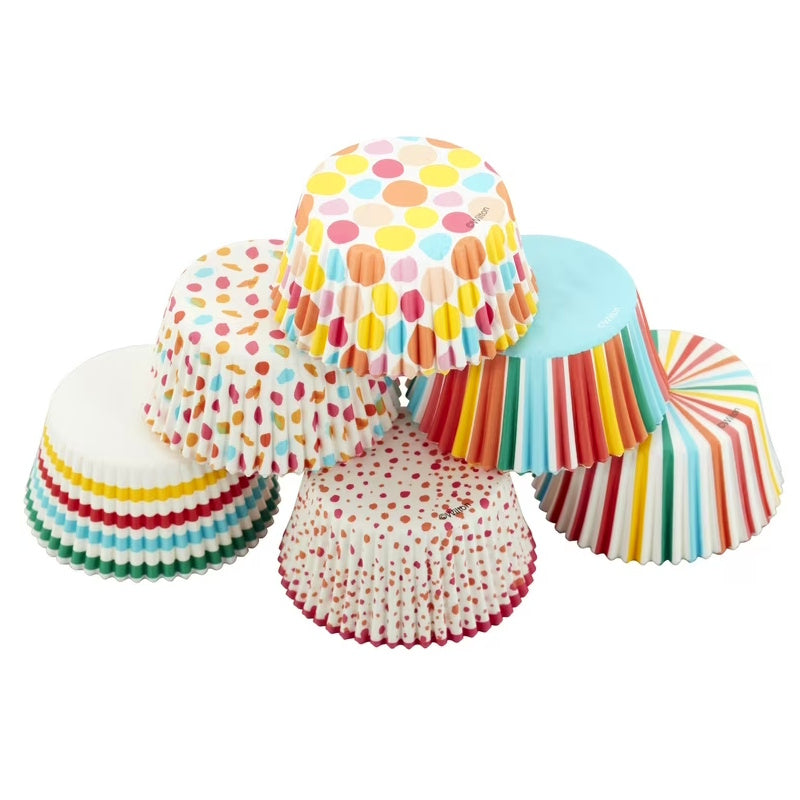 Wilton Rainbow Dots & Stripes Cupcake Cases 150pk
